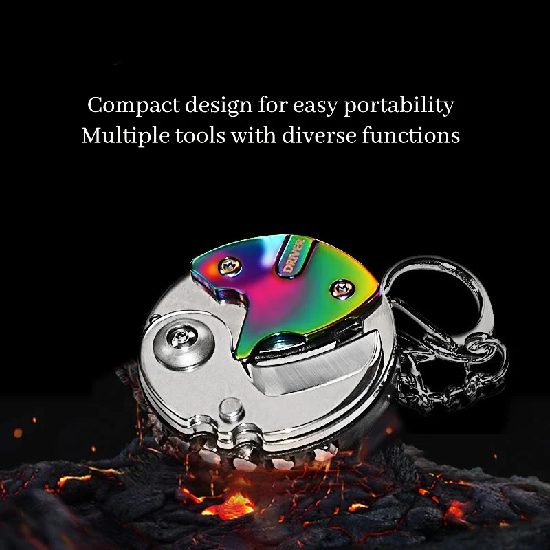 

6-in-1 Stainless Steel Folding Coin Knife Keychain, Mini Multitool with Precision Bits for EDC Survival Gear & Phone Repair
