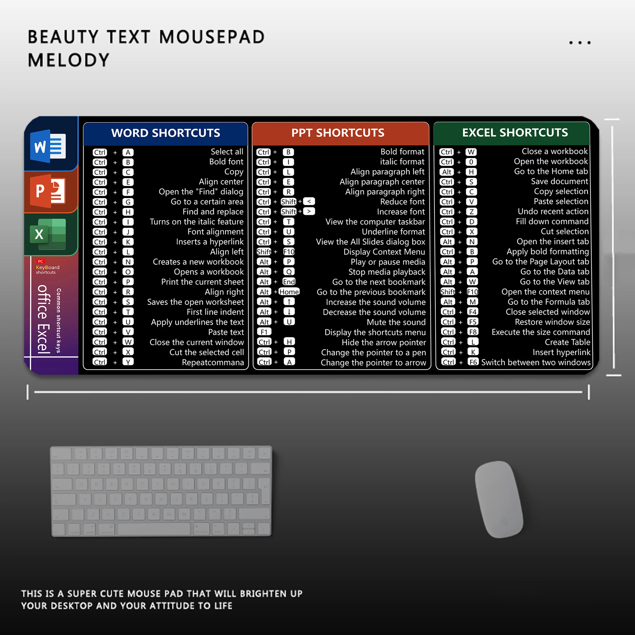 Большой коврик для компьютерной мыши Windows Linux Office WPS PowerPoint Сочетание клавиш Посібник Коврик для мыши База Настольный коврик для офиса и домашнего ПК