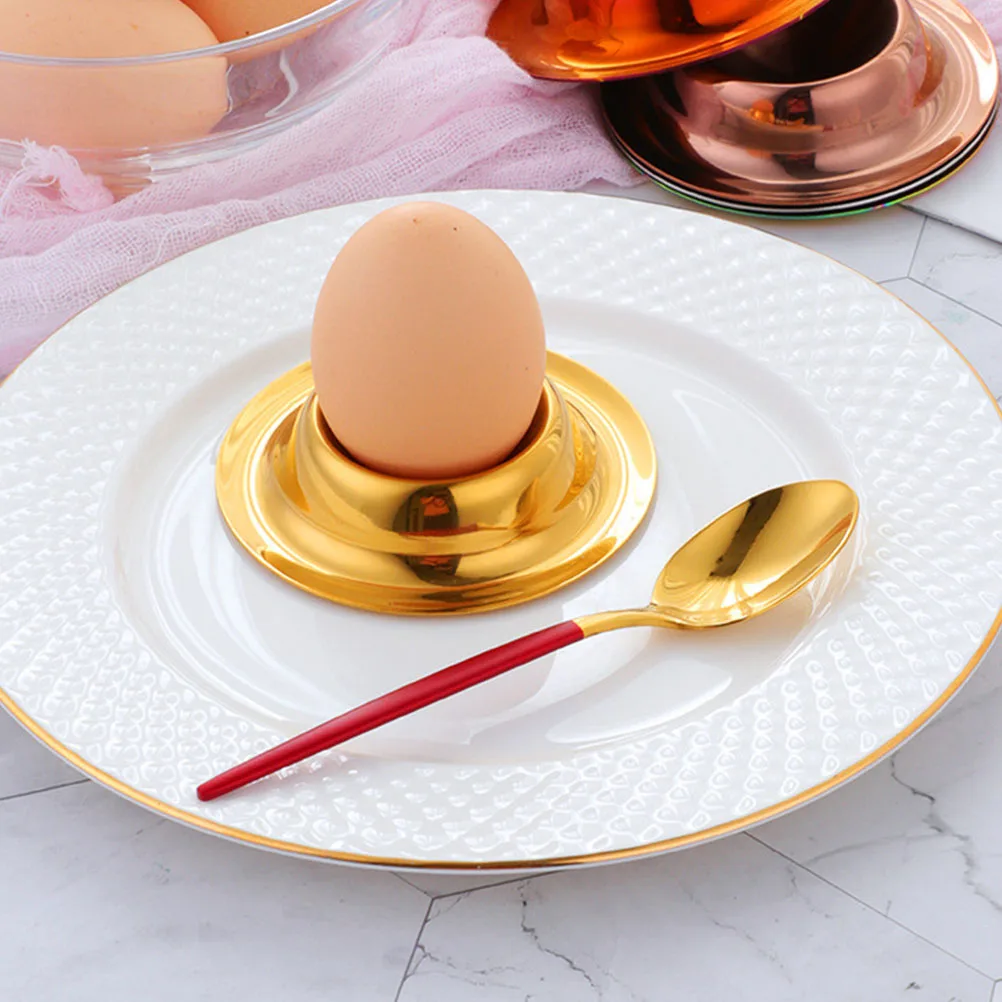 

2pcs Stainless Steel Egg Holder Cup Home Kitchen Storage Tray Modern Design Egg Cups For Breakfast Serving Table Golden Silver