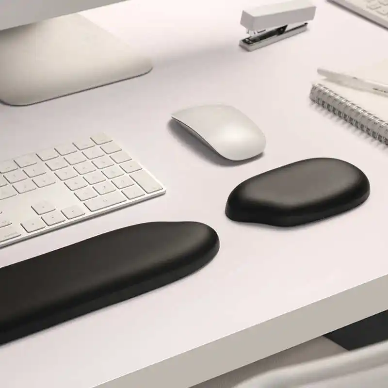 Rice Silicone Wrist Mouse Pad Keyboard Hand Rest Wrist Rest Palm Rest Wrist Pad Pure White Leather