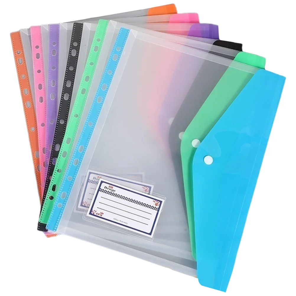 

6 Pcs A4 Snap Document Bag File Bags Binder Pockets Documents Button Storage Folders Clips