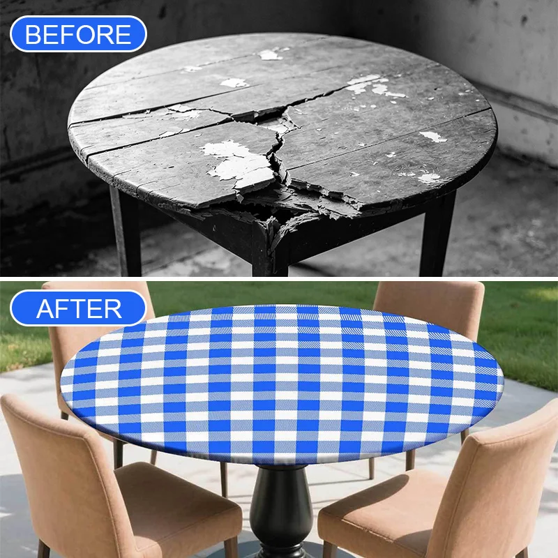 2/3/4FT Waterproof Digital Printing Bohemian Round Tablecloth Durable Washable Round Table Cover Indoor Household Table Decor