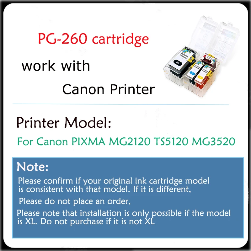 Vilaxh Smart Cartridge Refill Kit PG260 CL261 Cartridge For Canon PIXMA MG2120 TS5120 MG2220 MG3120 MG3122 MG3220 MG3222