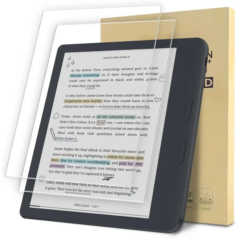 2 Pack 6/7/10.3 inch Screen Protector Shockproof 9H Tempered Glass HD Bubble Free for KOBO Clara 2E Libra Colour BW 2024