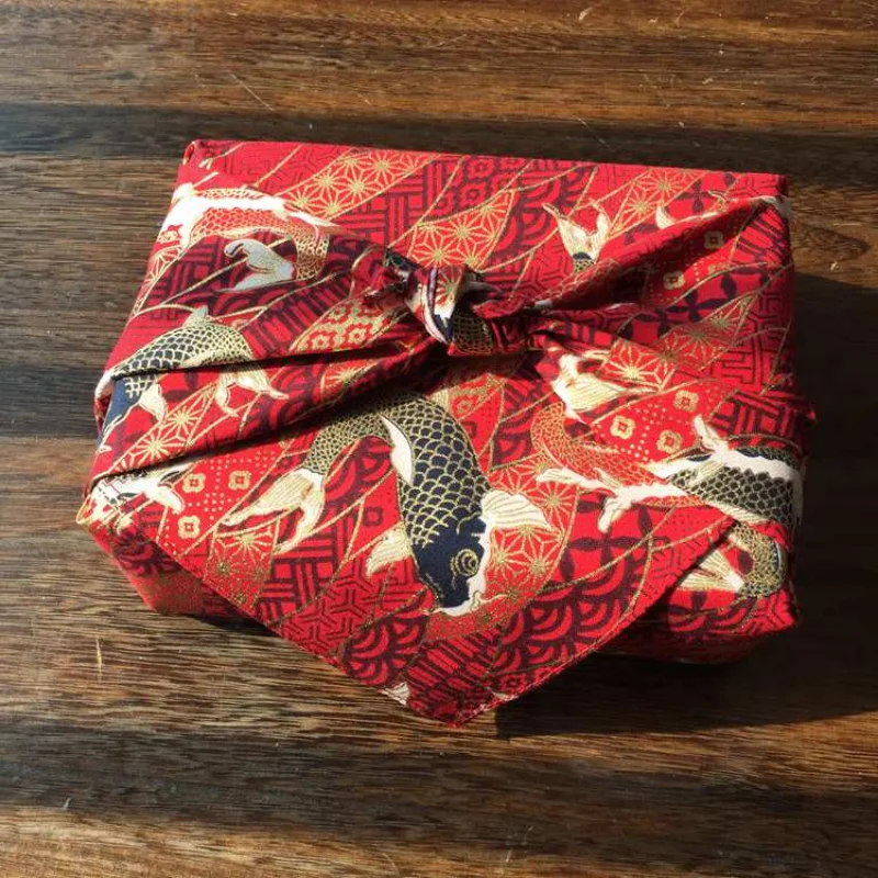 Furoshiki Traditional Japanese Style New Year Christmas Wrapping Cloth Flower Fabric for Gift Box Packaging 140x140cm
