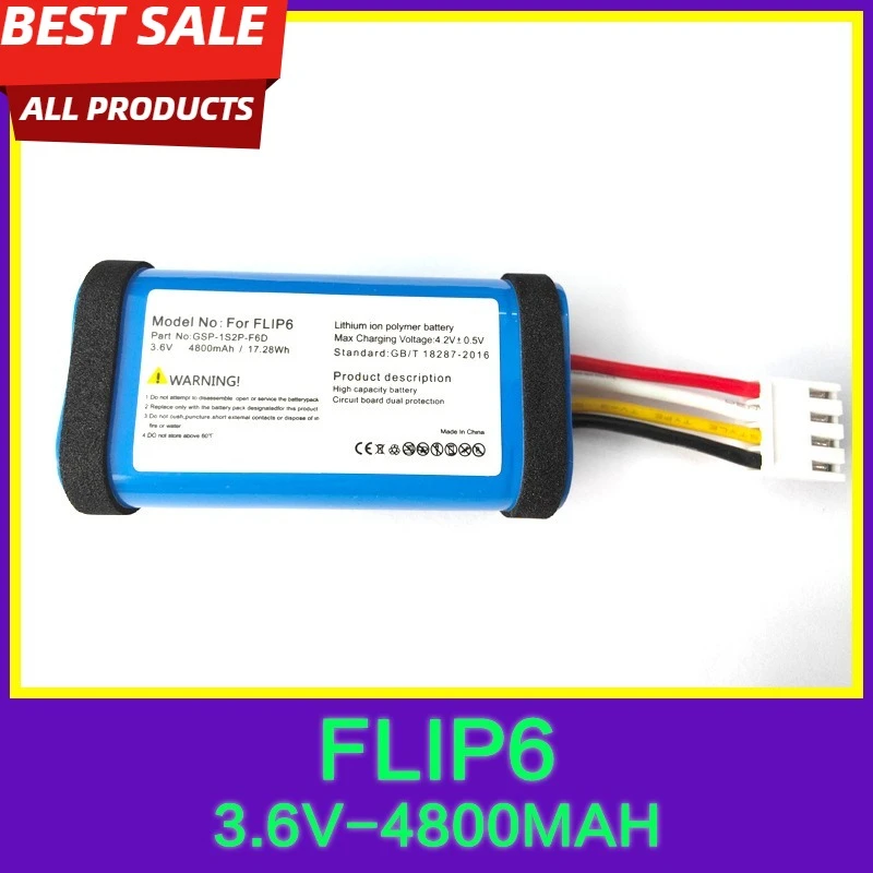 Applicable to JBL Flip6 Bluetooth speaker battery Flip6 battery GSP-1S2P-F6D battery 3.8V 4800mAh