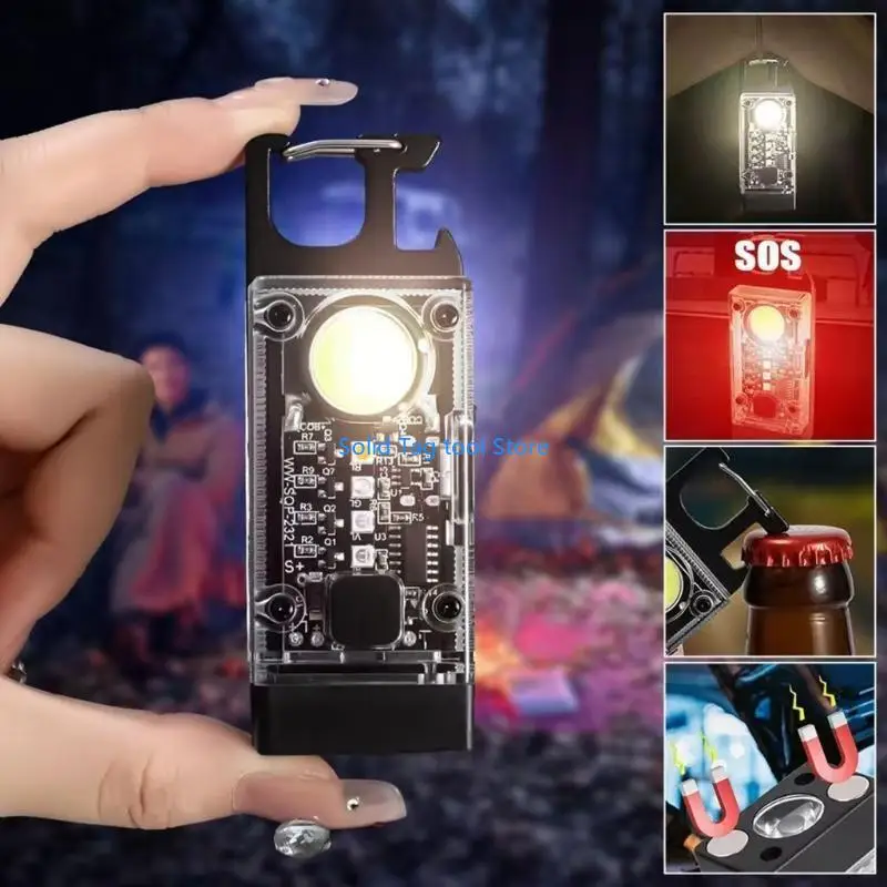 4XFD Solar Light Keychain LED Solar LED Keyrings Torch Torch Torch Aluminy Malloy for Travel