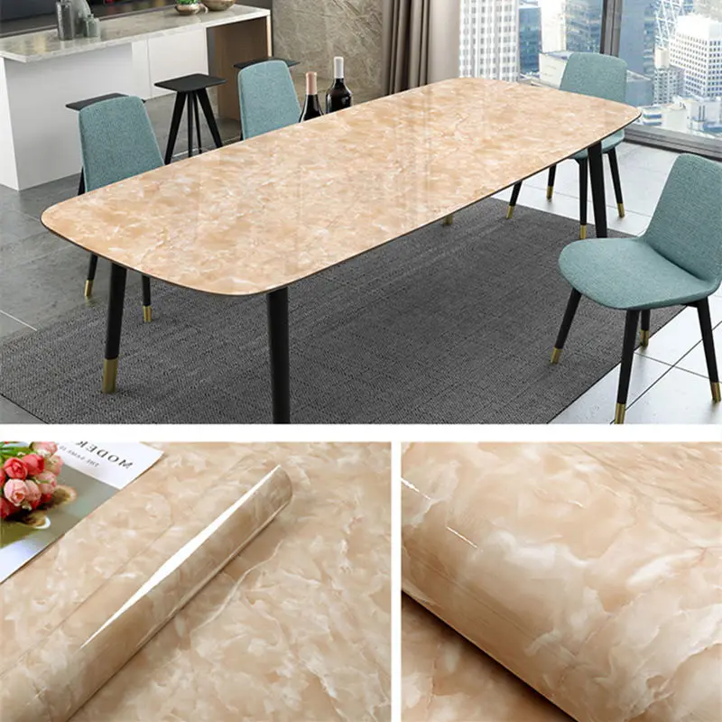 Kitchen DIY Self-Adhesive Waterproof Oil-proof PVC Wall Stickers Cabinets Countertop Wallpaper Bathroom Desktop Renovation Films