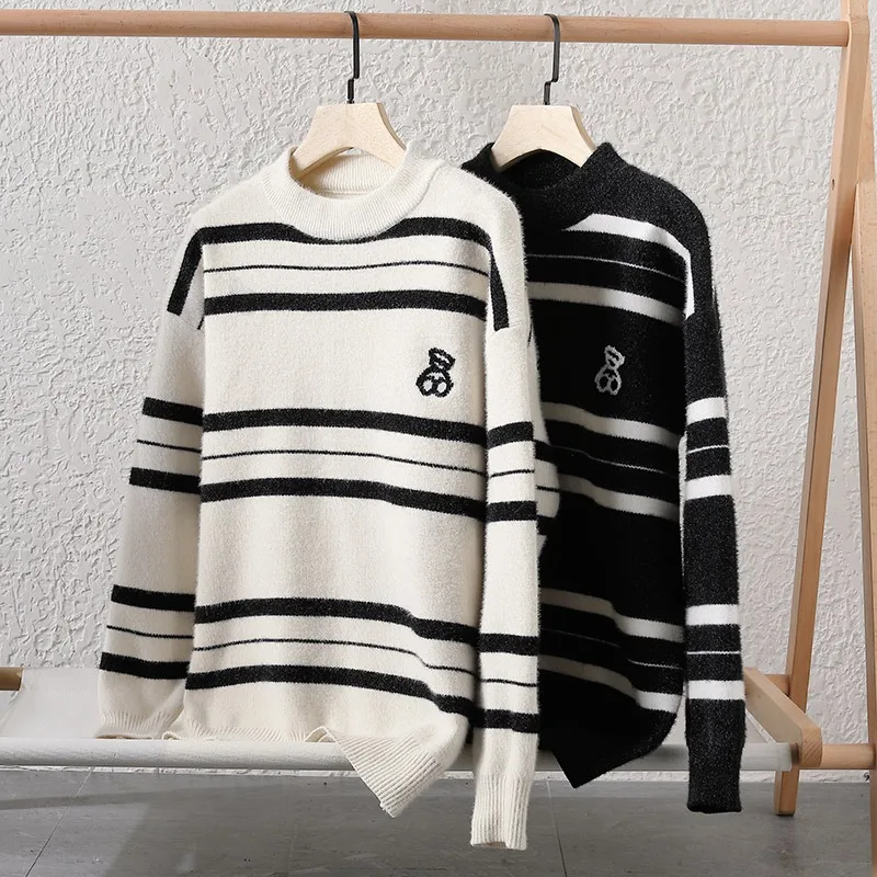 Sweater setengah tinggi kerah pria, Sweater Pullover Fashion kasual hangat serbaguna baru musim gugur