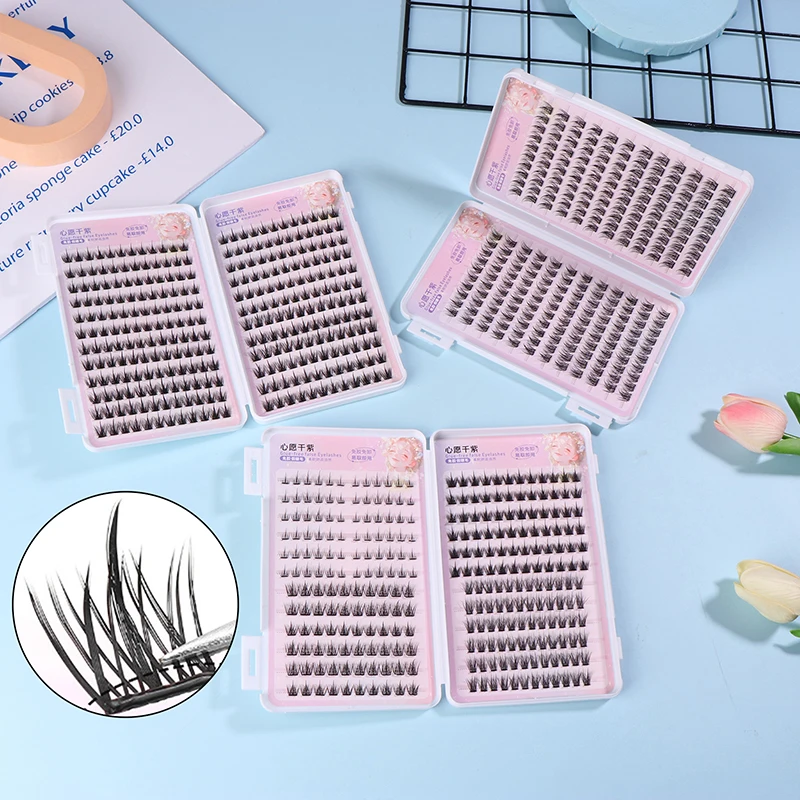 240Pcs Large Capacity Glue-free False Eyelashes Single Cluster C-curled Natural Self-adhesive False Eyelashes