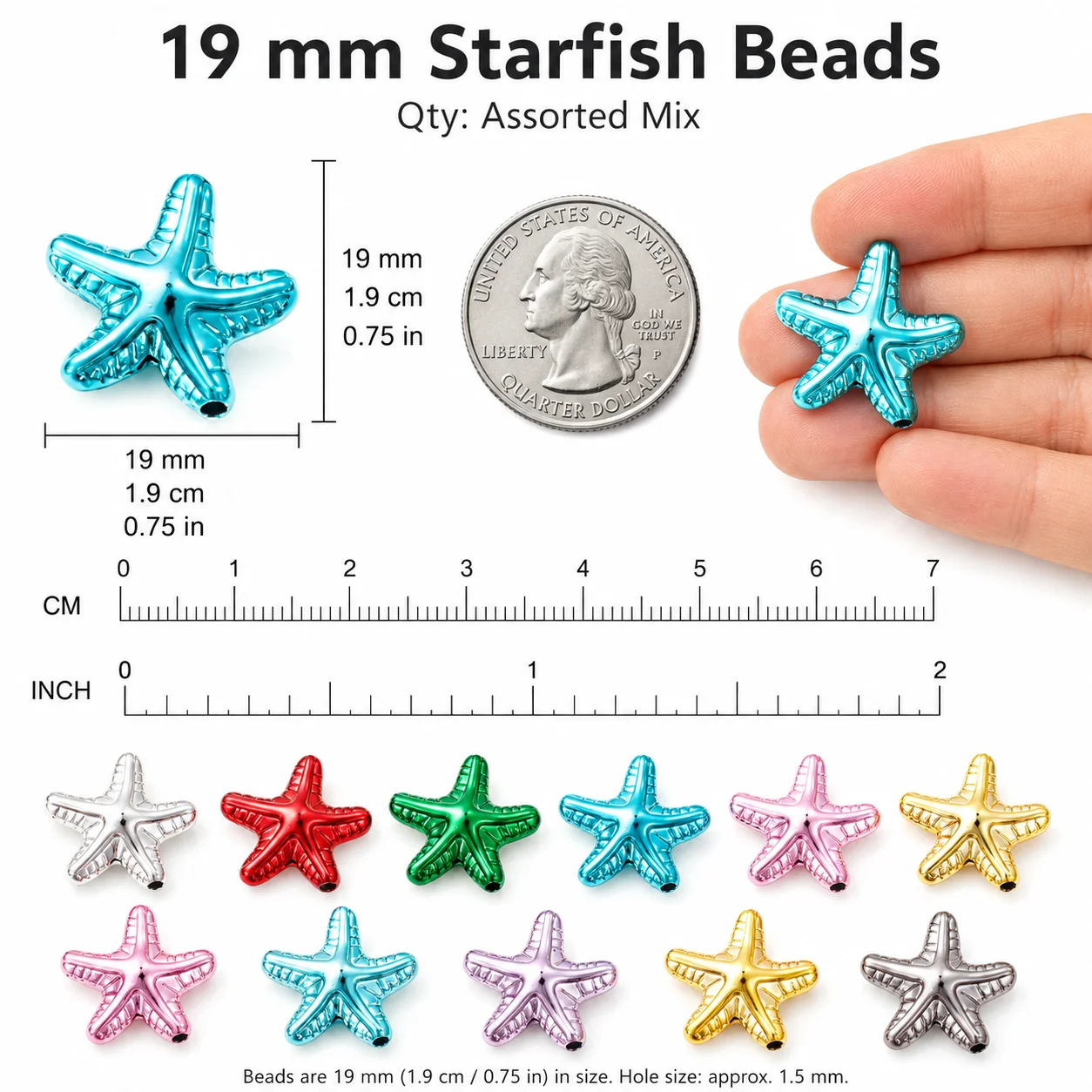 10 Stück 18x19mm Bunte Beschichtete Acryl-Seesternperlen, Spiegelnde Zwischenperlen für DIY Armband- und Halsketten-Schmuckherstellung – Detail 3