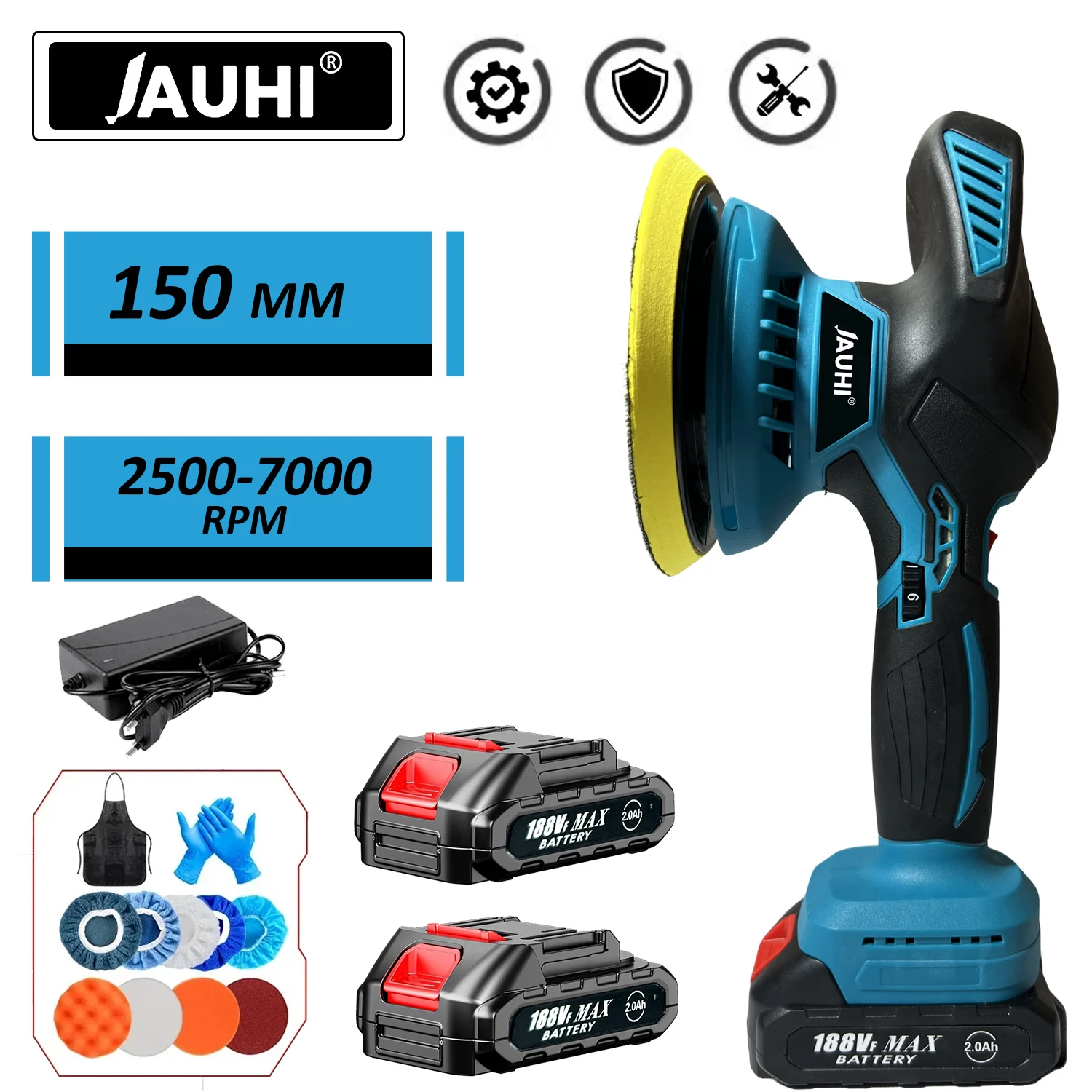 

JAUHI Cordless Car Polisher Electric Polisher Wireless Automobile Car Polishing Sealing Glaze Machine For Makita 18v Battery