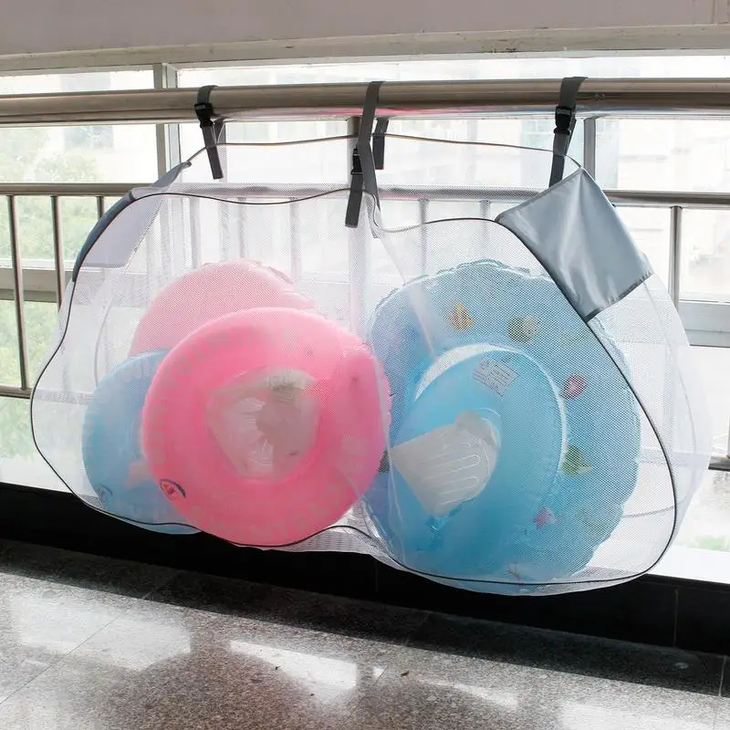 

Pool Float Storage Net Poolside Storage Basket Big Space Foldable Mesh Organizer Adjustable Strap Large Capacity Toy Storage Bag