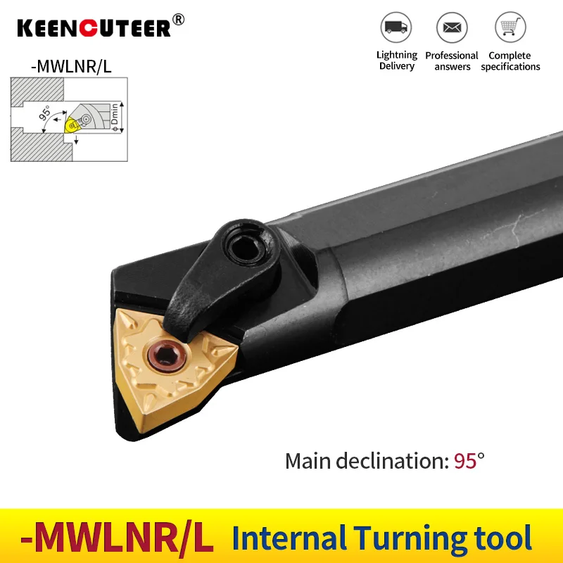 Conjunto de Ferramentas de Corte Cnc Suporte de Ferramenta de Torneamento Interno Carbide Insere Torno Bar S16q-mwlnr08 Wnmg 1pc