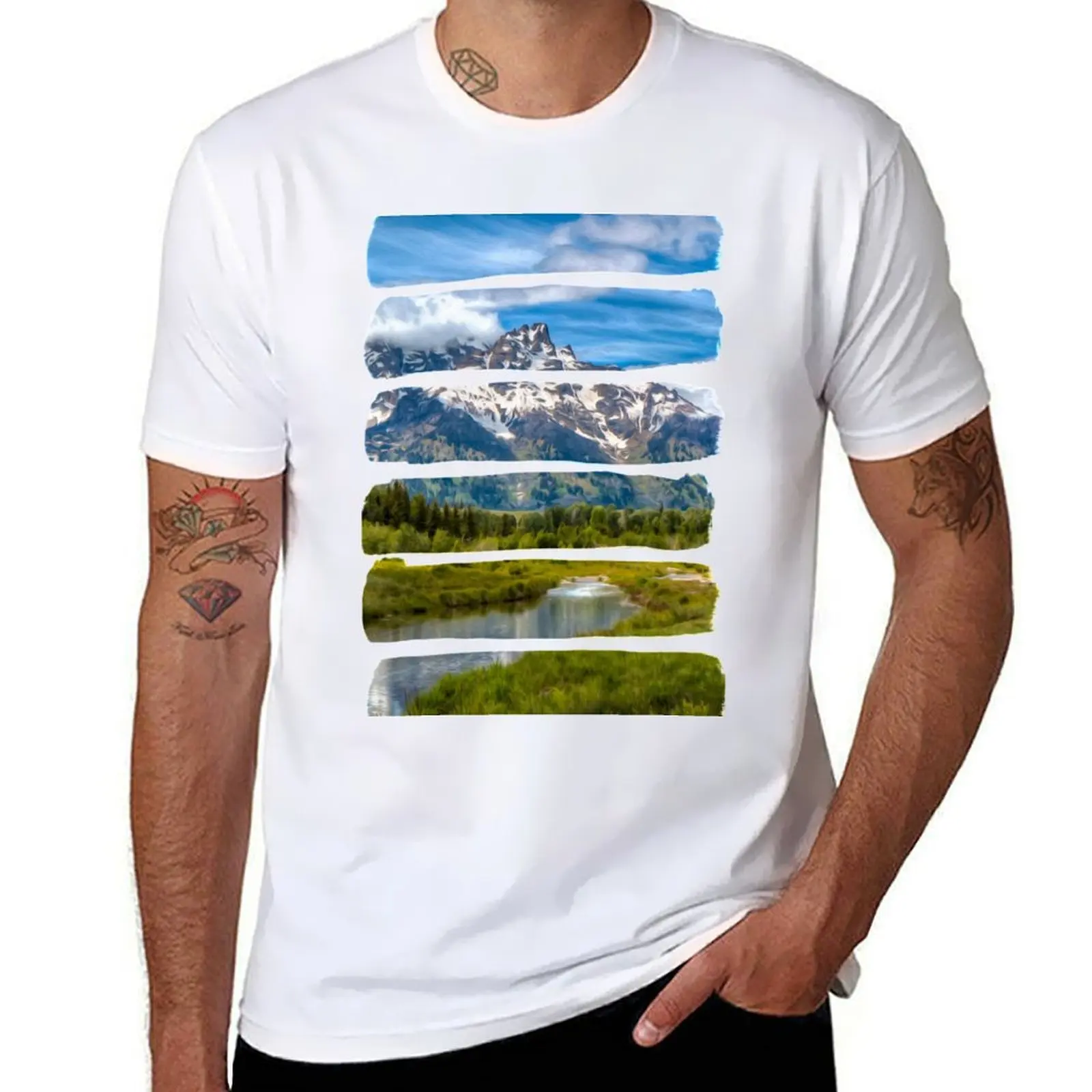 

Painted Teton Range T-Shirt t shirts for man cotton soft t shirts designer T-Shirt