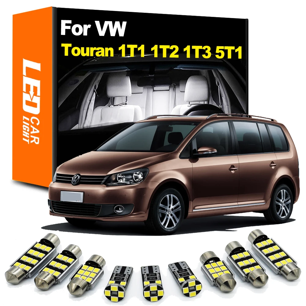 Zoomsee Wewnętrzna dioda LED do Volkswagen VW Touran 1T1 1T2 1T3 5T1 2003-2018 2019 2020 Żarówka samochodowa Canbus Zestaw oświetlenia do czytania wewnętrznej kopuły