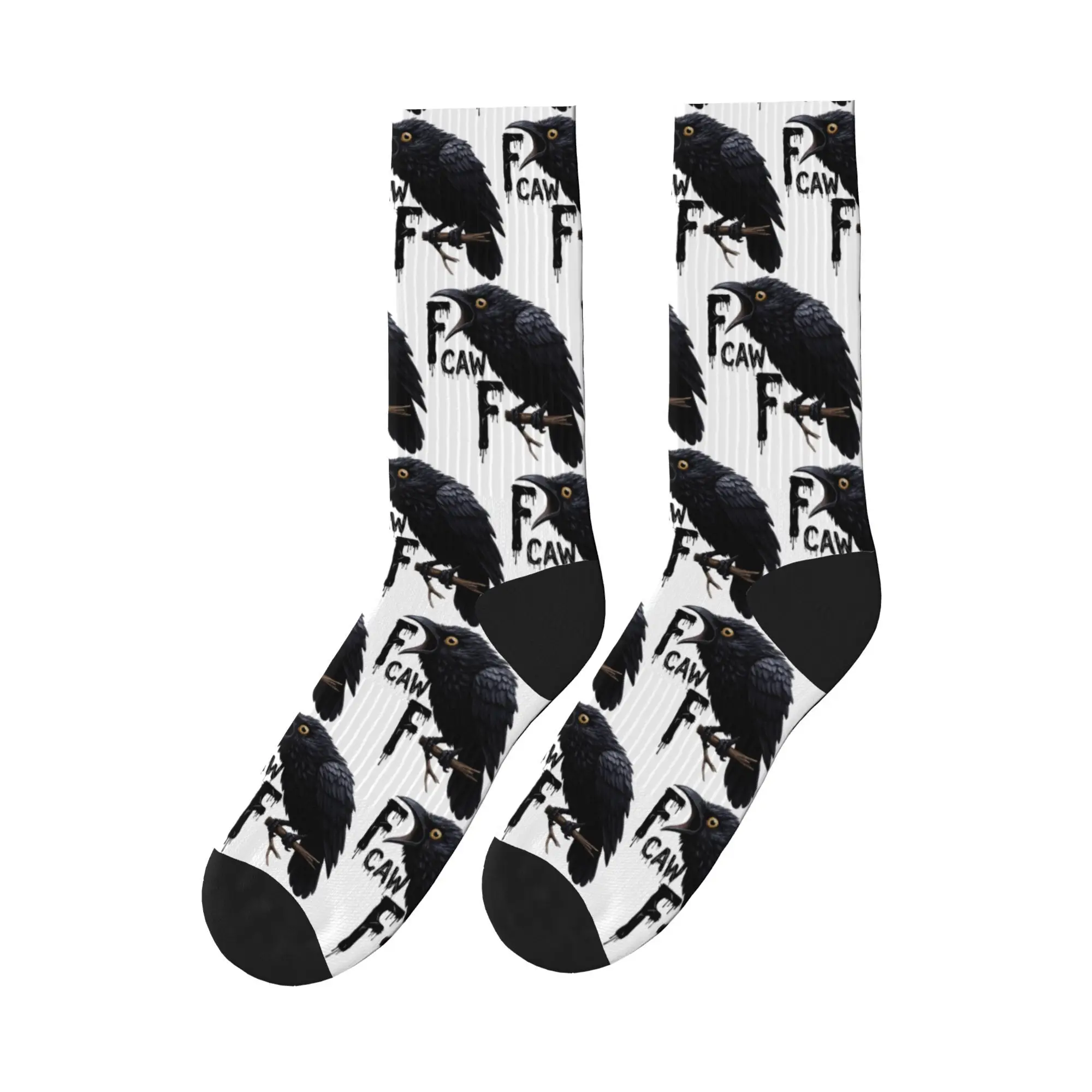 مضحك الأسود الطيور F Caw F جوارب زوجين الجوارب مريحة جوارب بأشكال مضحكة الخريف تسلق مكافحة العرق تصميم الجوارب هدية