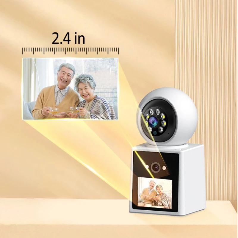 Câmeras de vigilância doméstica com tela de 2,4 polegadas, lente dupla, chamada de vídeo bidirecional, webcam, câmera de segurança wi-fi, 360 ptz, monitor de bebê