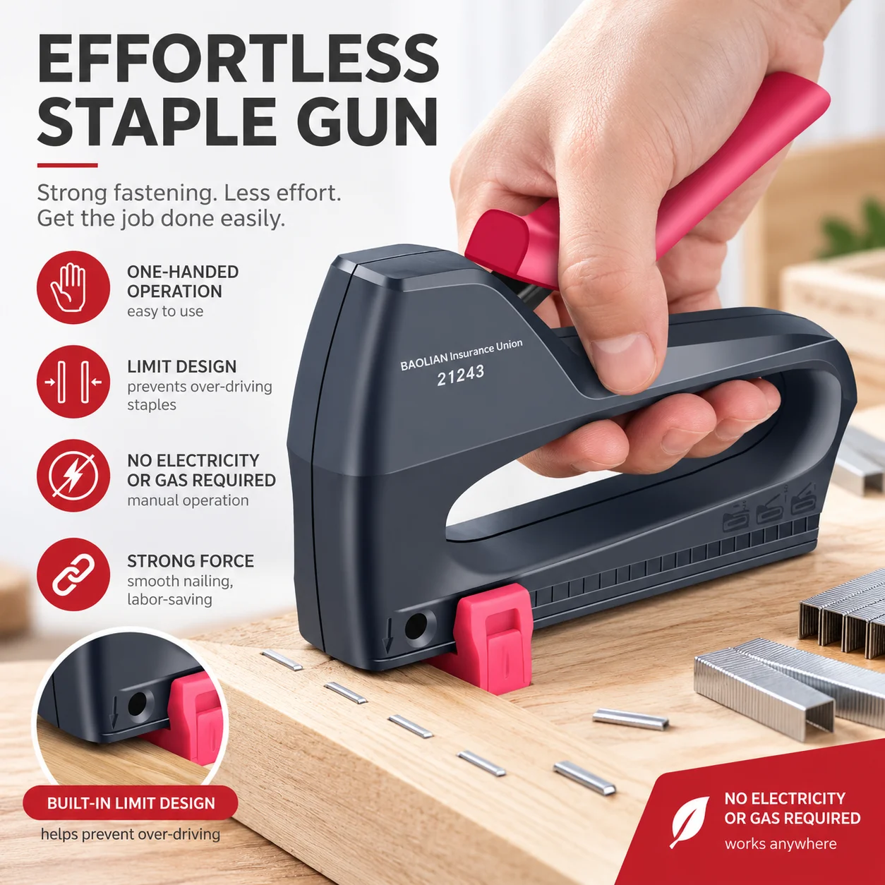 Professional Woodworking Stapler Manual Nail Gun - 900 Piece Set for Home Light Duty Nailing Carpentry Upholstery Tastatic Decor