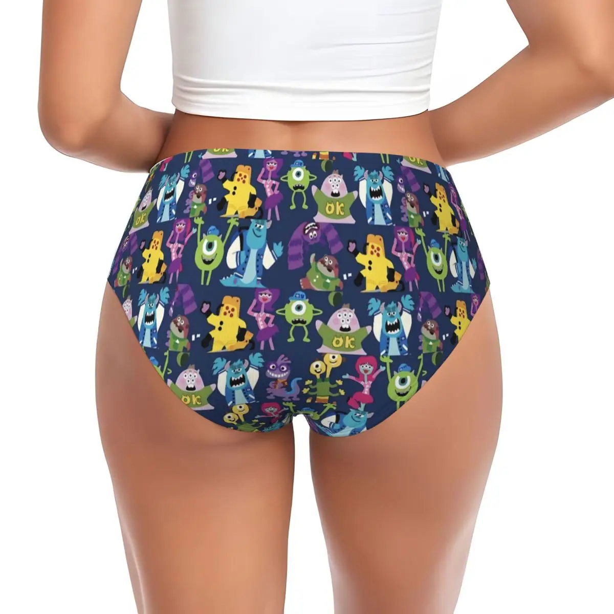 Bragas personalizadas de dibujos animados de la Universidad de monstruos para mujer, ropa interior cómoda para mujer, bragas breves, calzoncillos