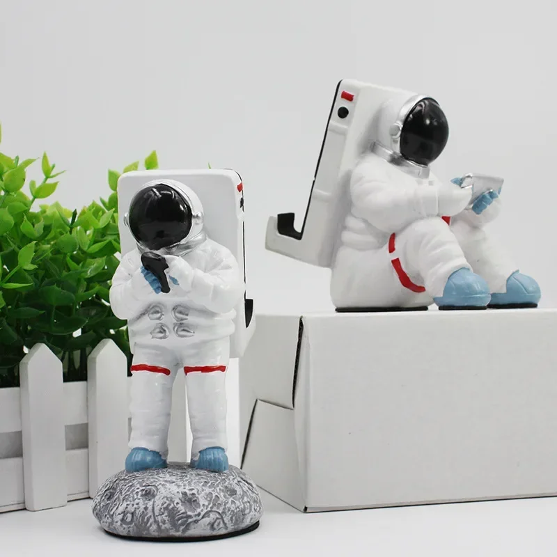 [Craft] Creative Space Man Astronaut Sculpture Rocket Plane Cosmonaut Phone holder figure model ornament Statue Home Decorations