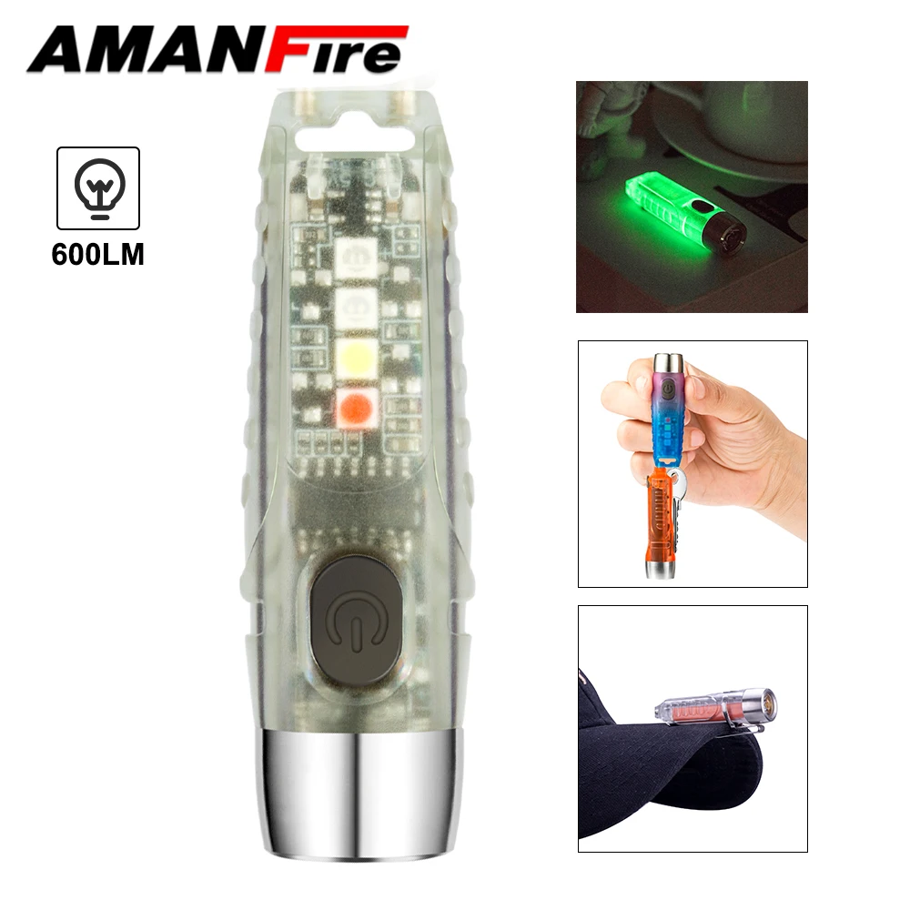 Amanfire S12 Keychain Flashlight Rechargeable Uv Lamp Pet Urine Stains Detector