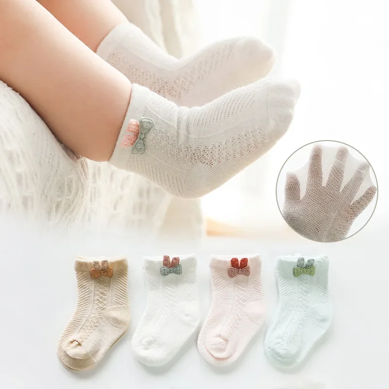 1 Pairs 0 To 3 Years Spring Summer Thin Mesh Socks for Girls Boys Cute Animal Children's Thin Sock Baby Newborn Short Socks