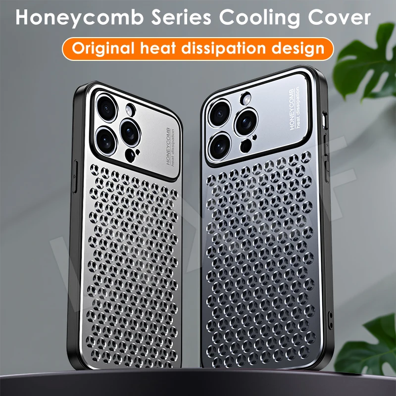 Aluminum Alloy Frame Removable Heat Dissipation Case For iPhone 15 14 13 16 Pro Max Soft Silicone For iPhone 15 14 16 Plus Cover