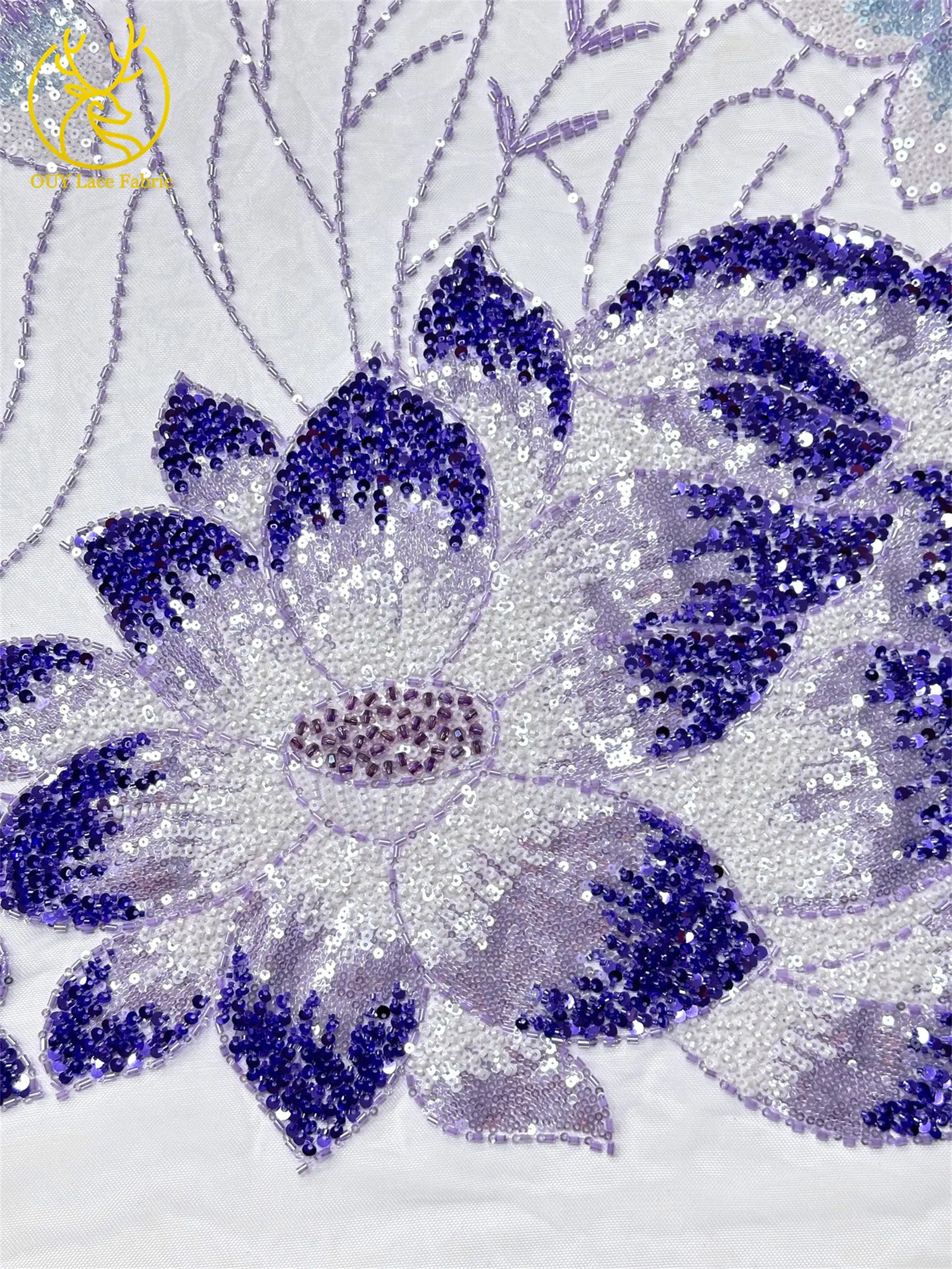 2026 Afrikanischer Bräutigam Bestickter Perlen-Spitzenstoff Modisches Design Französische Pailletten-Spitze Brautkleid Nähmaterial 5 Yards – Detail 8