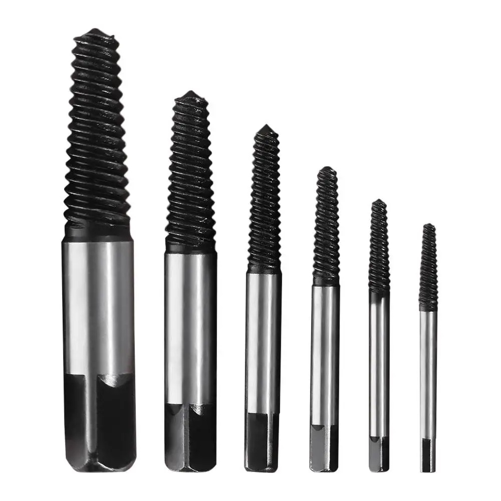 6pcs Non-slip Broken Screw Extractor Efficient Professional Bolt Remover Convenient Carbon Steel Drill Bit Set Valve