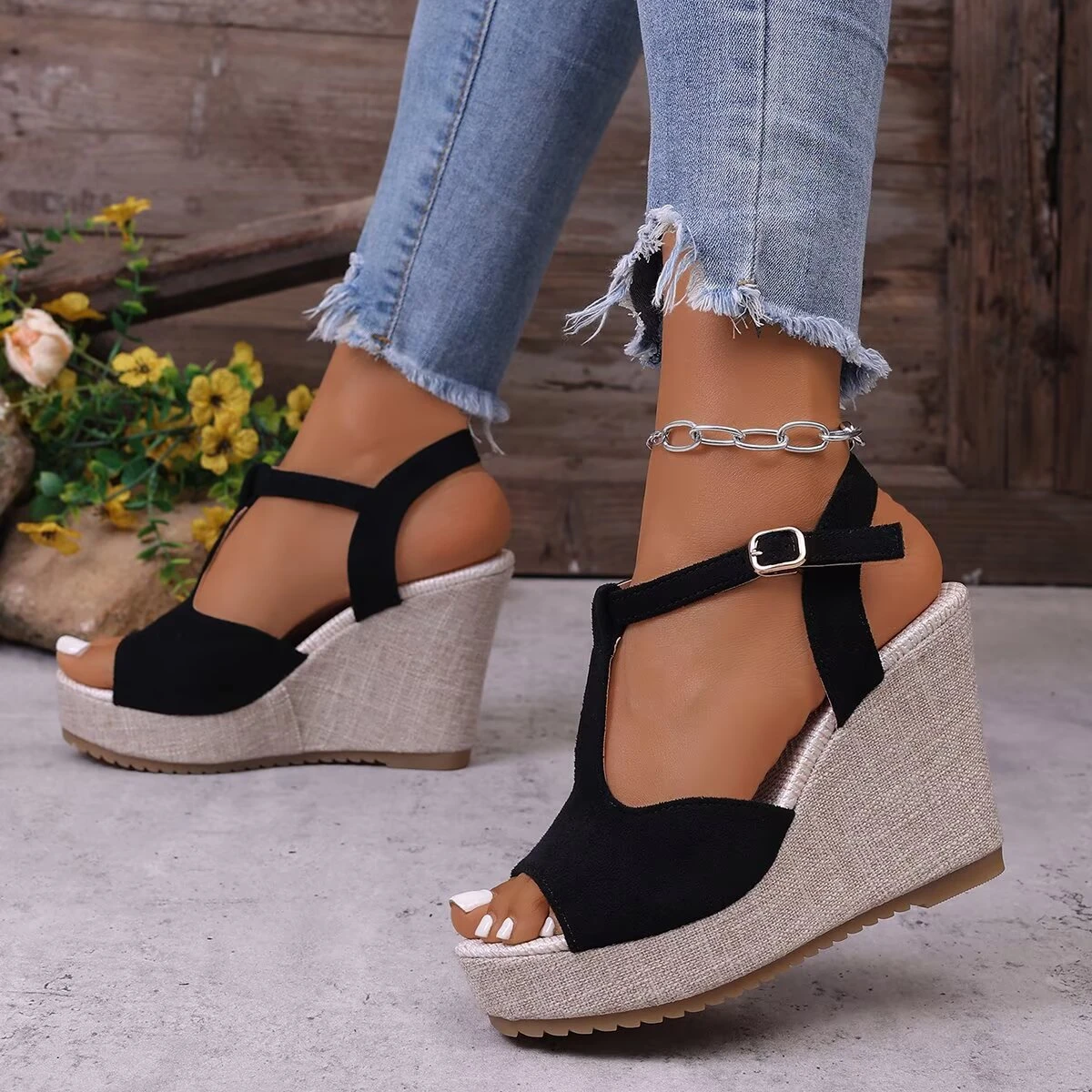 

2026 New Women Sandals Fashion Wedges Shoes Women Summer Platform High Heel Shoes Female Buckle Sexy Bohemia Style Sandals