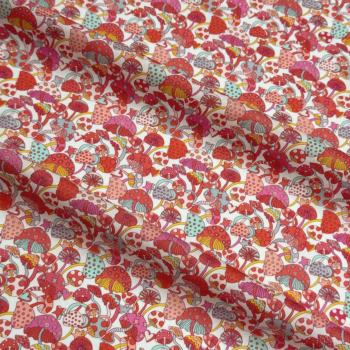 1M/2M/3M/4M/5M Pink Mushroom Flower Magic Soft Combed Cotton 80S 100% Cotton Poplin Printed Fabric for Clothing