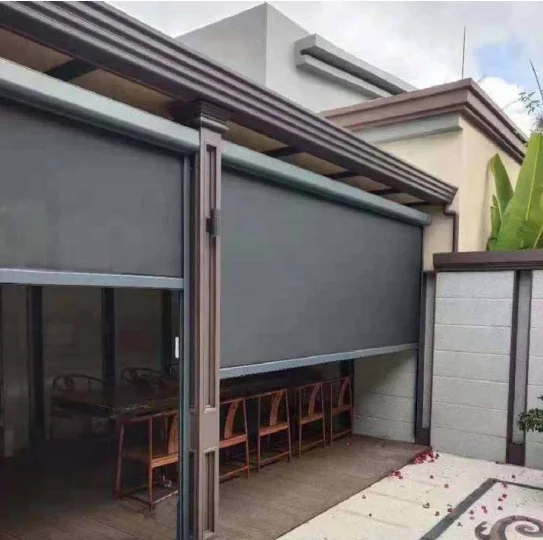 jk-6*4M Blinds Patio  Motorized Windproof Waterproof Window Screen Roller Blinds Outdoor Blinds