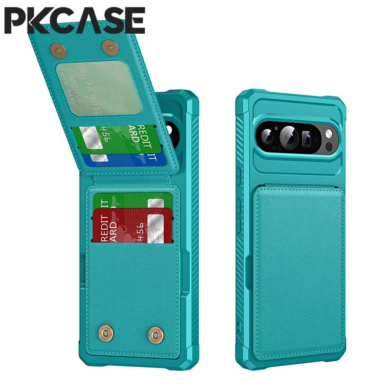 

Чехол-кошелек PKCASE с вертикальным слотом для карт для Google Pixel 10a 9a 8a 7a 7 8 9 10 Pro XL, кожаный чехол с двойной магнитной застежкой
