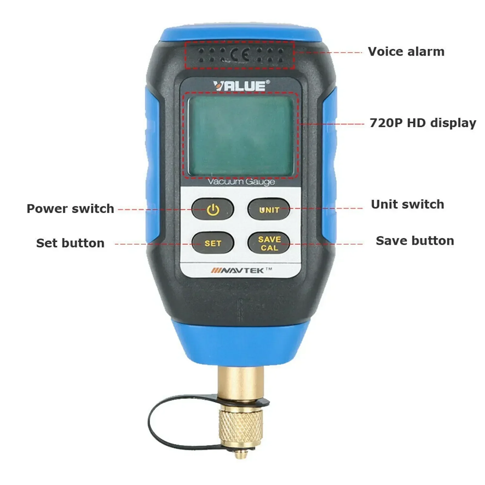 VMV-1 Digital Vacuum Gauge Portable High Precision Digital Display Combined Pressure and Vacuum Electronic Vacuum Absolute Gauge