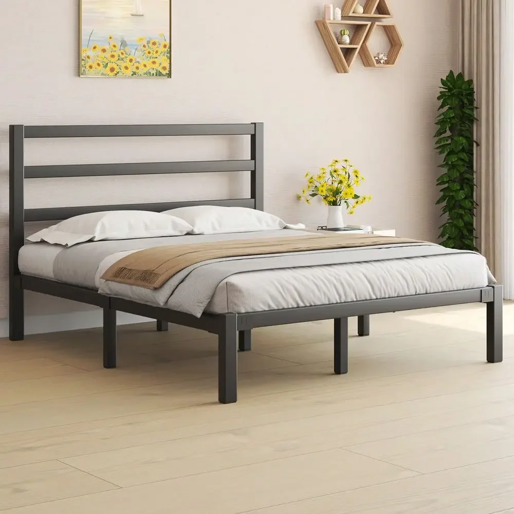 Twin Full Queen King Size Metal Platform Bed Frame With Metal Slats, Classic Style Headboard And Footboard Under Bed Storage Ma