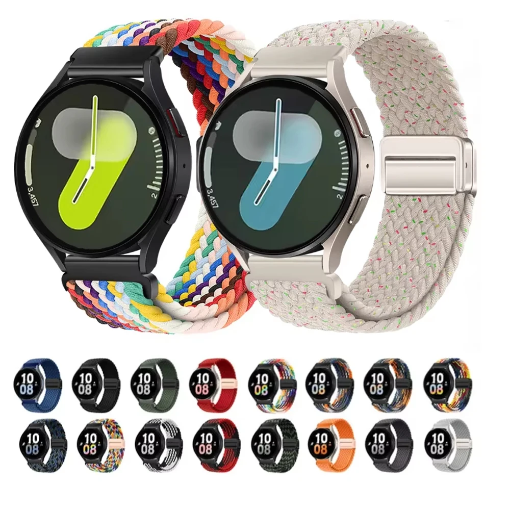 20 مللي متر 22 مللي متر حزام نايلون مضفر لساعة سامسونج جالاكسي 7 6 5 4 حزام سوار مغناطيسي لساعة هواوي GT5 Pro 46 مللي متر Amazfit GTR