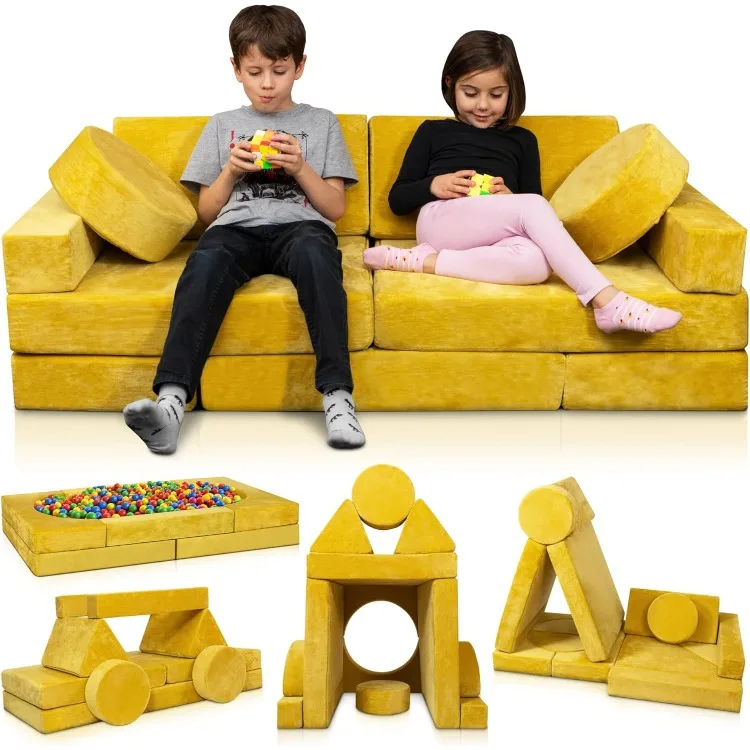 

14pcs Modular Kids Play Couch, Child Sectional Sofa, Fortplay Bedroom and Playroom Furniture for Toddlers