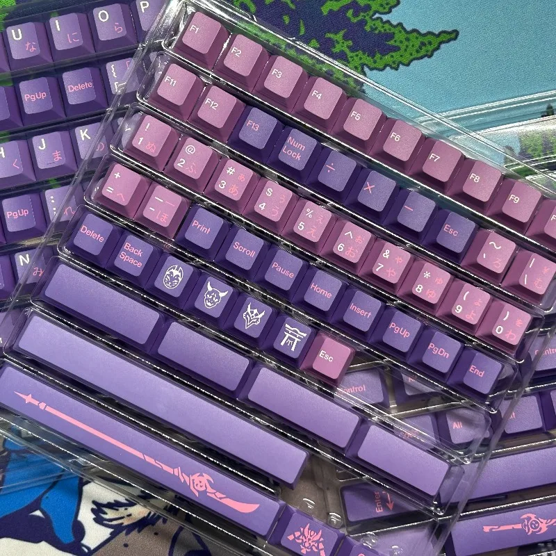 مجموعة أغطية مفاتيح DMK Inazuma Theme PBT Cherry Profile أغطية مفاتيح أصلية مصنوعة يدويًا لملحقات لوحة المفاتيح الميكانيكية هدية ذاتية الصنع