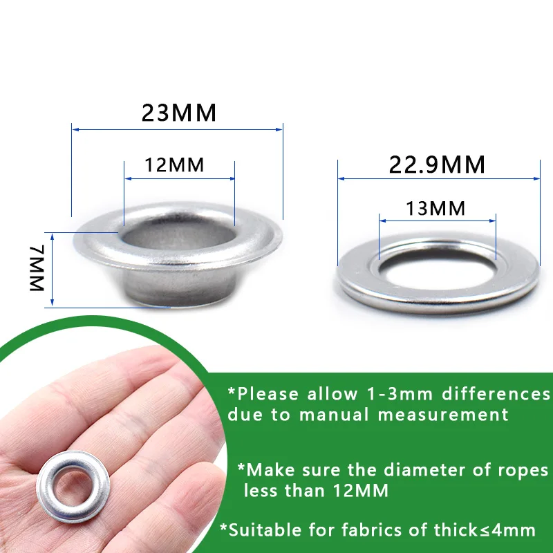 12MM Aluminum Eyelets wih Washers No Rust Eyelets Installation Tools for Tent Outdoor Truck Tarpaulin Raincloth Canvas Shade Net