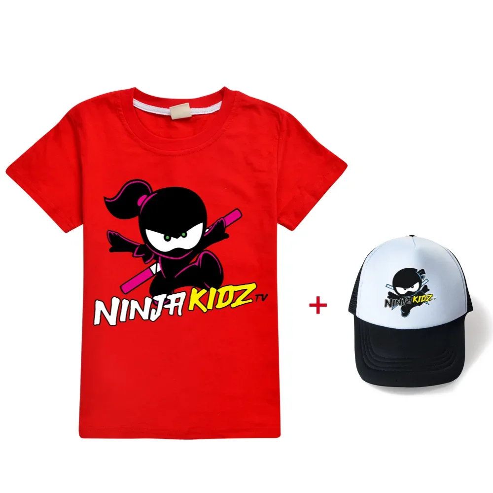 Adorable Toddler Baby Girls Clothes Cotton NINJA KIDZ Graphic Clothing t Shirt Top Teenage Short Sleeve T shirts caps For kids