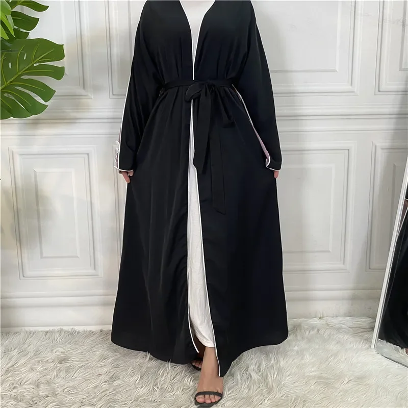 2025 Ramadan Abaya Women Muslim Dress Dubai Kaftan Patchwork Sash Abayas Caftan Jilbab Hijab Robe Khimar Muslim Islam Clothing