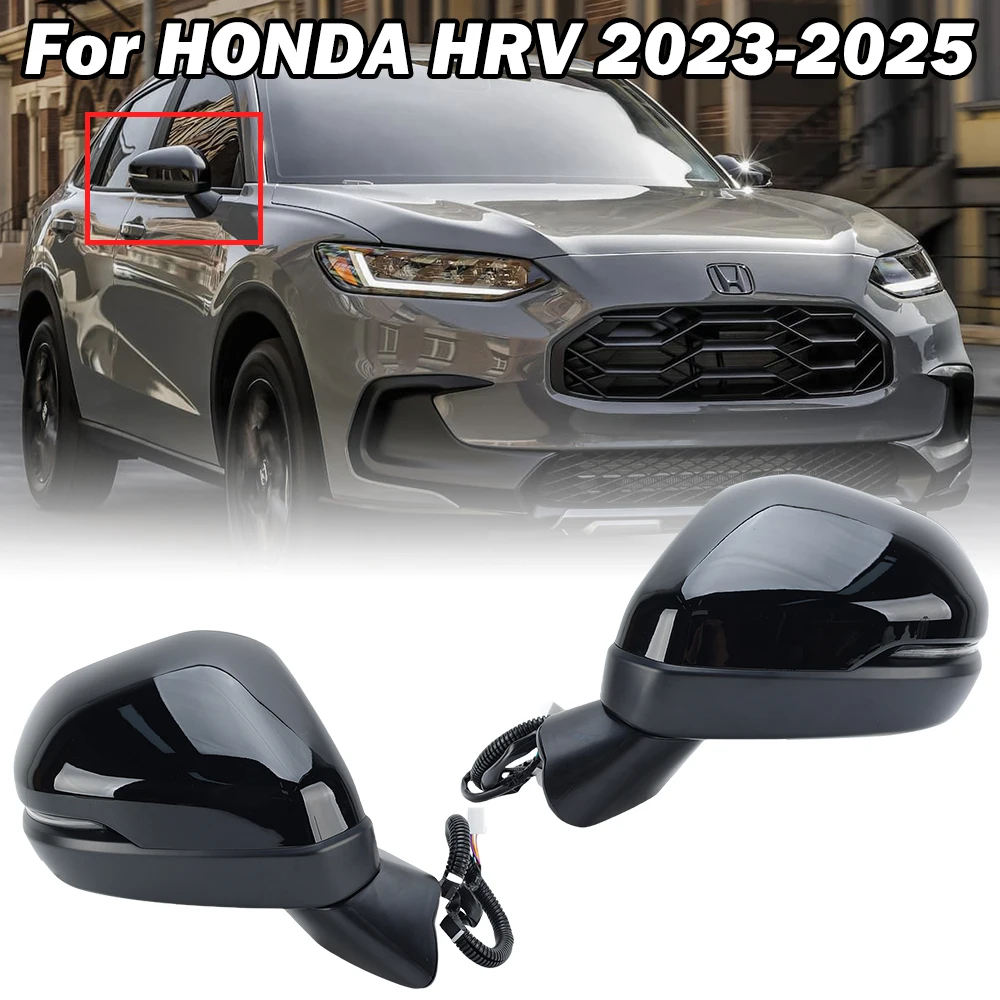 5 Pins Door Rearview Mirror Assembly For Honda HRV 2023-2025 Black Manual Folding Turn Signal Light Wing Mirror Car Accessories