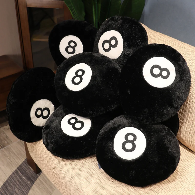 Classici neri 8 cuscino da biliardo cuscino divano carino simulazione biliardo 8 palline peluche cuscino Tatami decorazioni per la casa