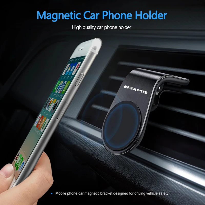 1Pcs Magnetic Car Phone Holder Metal Stand Accessories For Mercedes Benz AMG W211 W220 W168 GLC Class A B E CLA GLA GLB W204 GLK