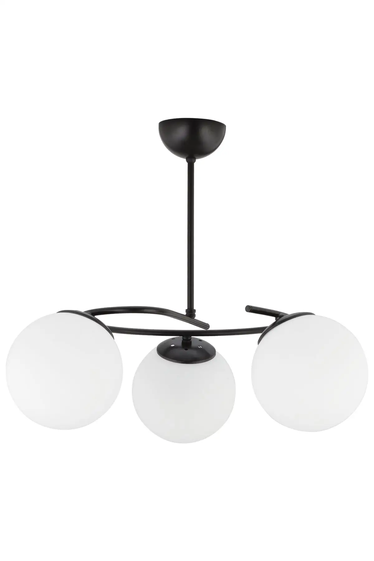 DOLBOVI Modern acacia black 3-piece white glass chandelier