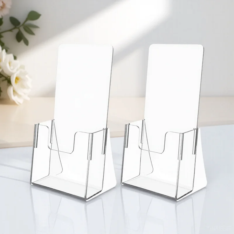 

2 pcs Acrylic Brochure Display Stands Transparent Pamphlet Holder Multi-Functional Office File Organizer Stand