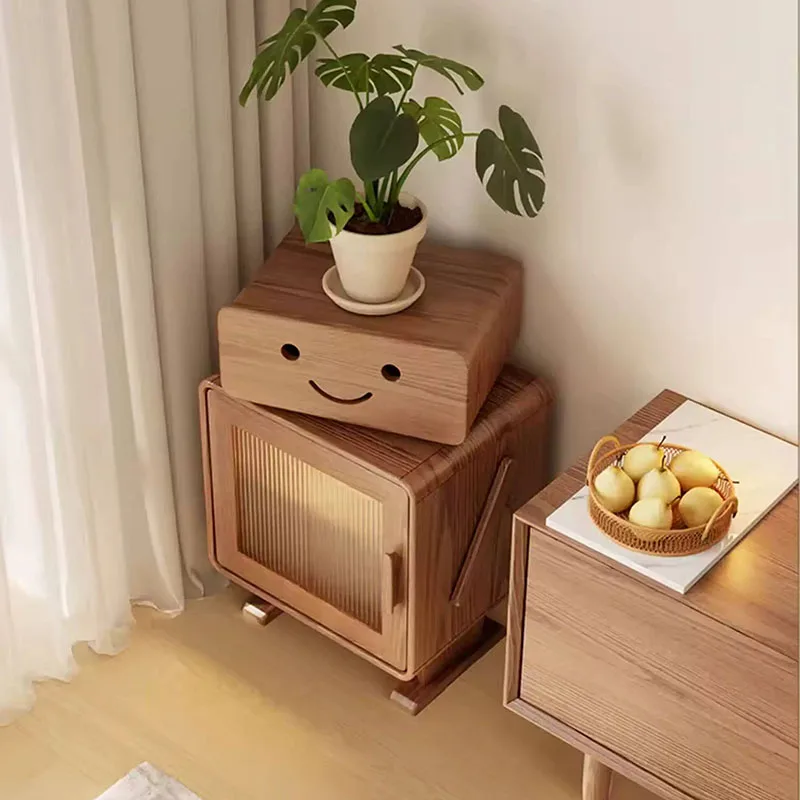 Unique Bedroom Bedside Table Decor Organizer Storage Cabinets Nightstand Corner Space Saving Mesitas De Noche Salon Furniture