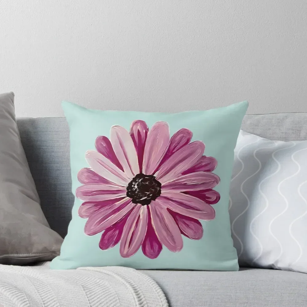 

Pretty Pink and Purple Daisy Flower with Blue Throw Pillow home decor items ornamental pillows Custom Cushion Photo pillow