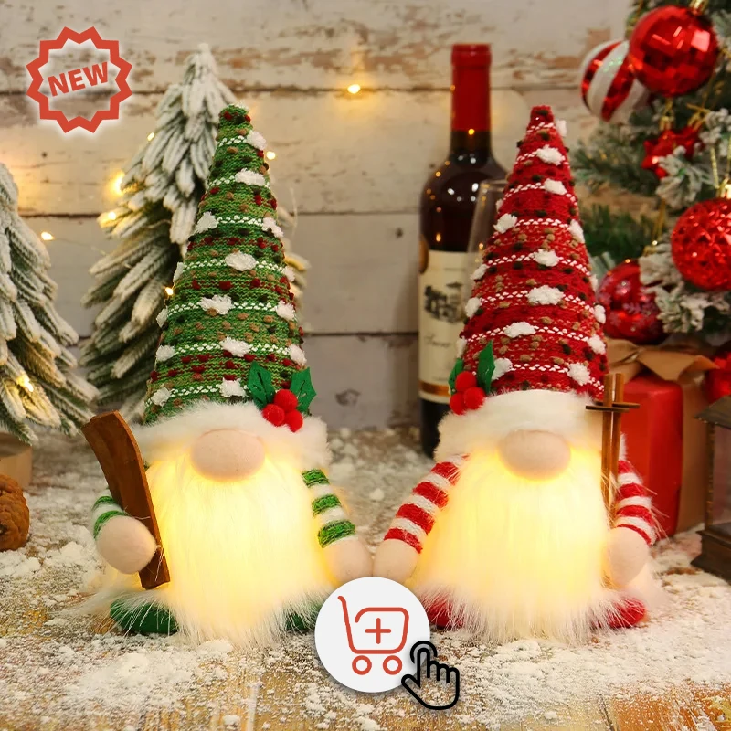 30cm Glowing Gnome Christmas Decorations 2026 Faceless Plush Dolls Elf Home Ornaments Navidad New Year 2027 Gift